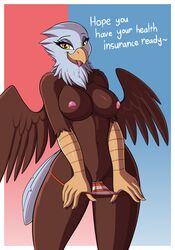 2018 absurd_res accipitrid accipitriform american_flag american_flag_bikini anthro avian bald_eagle beak big_breasts bikini bikini_down bikini_pull bird bodily_fluids breasts brown_body brown_feathers clothed clothing dialogue digital_media_(artwork) drako1997 eagle edit english_text eyelashes feathered_wings feathers female flashing genital_fluids genitals healthcare_eagle hi_res looking_at_viewer navel nipple_outline nipples non-mammal_breasts panties panty_pull partially_clothed presenting presenting_pussy pussy pussy_juice scuted_arms sea_eagle simple_background smile solo swimwear text tongue tongue_out underwear vulva wet wet_clothing wet_panties wet_underwear white_feathers wings yellow_beak yellow_eyes