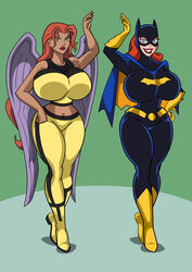 2girls art-2u barbara_gordon batgirl batman:_the_animated_series batman_(series) big_breasts blue_eyes breasts curvy dc dc_comics dcau female females_only fully_clothed green_eyes hawkgirl hi_res highres hourglass_figure huge_breasts justice_league justice_league_unlimited large_breasts red_hair shayera_hol superheroine the_new_batman_adventures thick thick_thighs voluptuous wide_hips