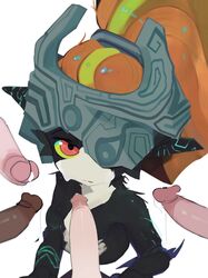 1girls 4boys cum cum_drip cum_on_face imp_midna jussyjurry midna nintendo pointy_ears the_legend_of_zelda twilight_princess