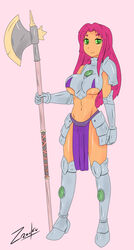 1girls alternate_costume armor dc dc_comics female female_only for_honor halberd koriand'r lawbringer_(for_honor) poleaxe solo starfire teen_titans unconvincing_armor zronku