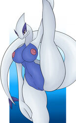 anthro breasts female flexible genitals hi_res holding_leg legendary_pokémon looking_at_viewer lugia nintendo nipples one_leg_up pokemon pokemon_(species) pussy raised_leg rorrek solo splits spread_legs spreading standing stretching vertical_splits video_games