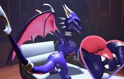 3d_(artwork) activision ardi_pink cynder digital_media_(artwork) dragon female feral furniture genitals hi_res pose pussy sofa solo source_filmmaker spyro_legend_of_the_dragon spyro_the_dragon vaginal_penetration video_games