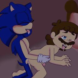 2boys age_difference anthro anthro_on_human anthro_penetrating_human bad_anatomy bad_feet crossover death_battle doggy_style drooling gay male male_only mario mario_(series) michelle.machoox multiple_boys sonic_(series) sonic_the_hedgehog sonic_the_hedgehog_(series) tears yaoi