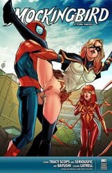 1boy 2girls avengers bayushi bayushix belly belt blonde_hair bobbi_morse bodysuit breasts character_name clothed_sex comic cover_page cuckquean english english_text female female_pubic_hair human human_only iron_spider jacket large_breasts latrell legwear light-skinned_female light-skinned_male light_skin lips long_hair male marvel marvel_comics mary_jane_watson mask masked masked_female masked_male mockingbird_(marvel_comics) nipples outdoor_sex outdoors penetration penis peter_parker pubic_hair pussy seriousfic sex spider-man spider-man_(series) spread_legs stockings straight straight_hair superhero_costume text thighhighs tight_clothing tracyscops vagina vaginal_penetration watching