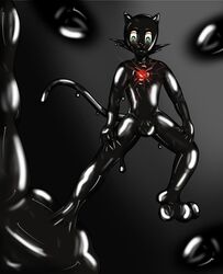 1boy blush bodysuit bulge cat_ears cat_tail kurttype5 latex liquid_latex male_only mega_man mega_man_battle_network megaman.exe paw_boots paws tagme tears