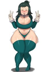 1girls big_breasts bikini_bottom blush closed_eyes clothing coldarsenal cosplay double_v embarrassed female gloves green_hair hero_outfit_(mha) high_heel_boots high_heels huge_ass huge_breasts huge_thighs inko_midoriya izuku_midoriya_(cosplay) large_breasts mature_female milf mother my_hero_academia no_pants open_mouth panties peace_sign shounen_jump skindentation solo standing sweat thick_thighs thigh_gap thighhighs thighs thong trembling v white_background wide_hips