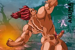 akuma balls big_balls big_penis capcom genitals gouki hairy hi_res human human_focus male male_focus male_only mammal muscular penis ryu_(street_fighter) shinshito91 solo street street_fighter video_games