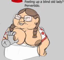 abuelita blind breast_grab breast_squeeze cartoon_network chata_(victor_and_valentino) gilf i_love_old_women unseen_male_face victor_and_valentino