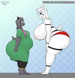 anthro asriel_dreemurr big_breasts chubby deltarune female female_asriel female_ralsei furry goat ralsei rule_63 tagme undertale