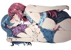 1futa 1girls blush breast_grab cum cum_in_pussy cum_inside ecoman eyes_closed female futa_on_female futa_sans_balls futa_with_female futadom futanari grabbing kissing laying_down love_live! love_live!_sunshine!! missionary_position on_back sakurauchi_riko shirt_lift spooning sweat tsushima_yoshiko