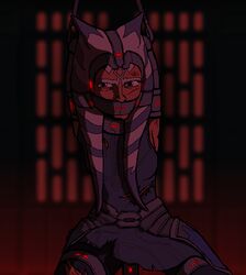 1girls 2020 ahsoka_tano angry blood blue_eyes bondage breasts clone_wars clothed clothing female_focus female_only gag gagged looking_at_viewer lucasfilm medium_breasts peytell scar simple_background solo spread_legs star_wars the_clone_wars:_season_seven togruta torn_clothes