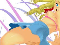 1girls ass blonde_hair blue_eyes breasts female highres leo... nipple_slip no_panties princess skirt tagme