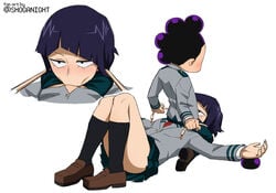 1boy 1girls ass black_eyes blush bored_expression bored_sex deepthroat ear_pull earlobe_jacks earlobes emo eye_contact eyelashes eyeshadow face_fucking faceless_male fellatio female fringe kyoka_jiro lying_down male minoru_mineta my_hero_academia naughty_face no_gag_reflex on_back oral purple_hair school_uniform seductive_eyes shoganight short_hair sitting_on_person size_difference skinny teenager throat_fuck u.a._school_uniform white_background