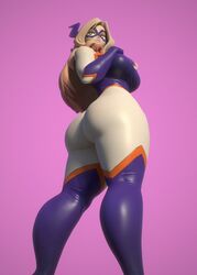 1girls 3d blonde_hair bodysuit costume domino_mask hand_in_hair hand_on_breast hero_outfit_(mha) huge_ass huge_breasts looking_back milf mount_lady my_hero_academia purple_background standing tagme thick_legs thick_thighs thin_waist usukeninja voluptuous wide_hips yuu_takeyama