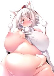 1girls bbw belly_overhang big_belly big_breasts big_female blush chubby chubby_female embarrassed fat fat_ass fat_female fat_fetish fat_girl fat_woman fatty female large_breasts large_female momiji_inubashiri obese obese_female one_breast_out overweight overweight_female pig plump pork_chop shishi_juuroku solo thick_thighs touhou undressing weight_gain