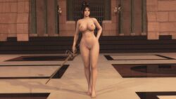 1girls 3d 3d_(artwork) areolae barefoot big_breasts breasts completely_nude completely_nude_female fatal_fury female female_only full_body holding holding_weapon king_of_fighters mai_shiranui masterdam3d naked naked_female nipples nude nude_female pussy solo solo_female sword weapon