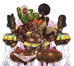 1futa 6girls abs areolae ass ass_cleavage balls bimbo bimbo_futanari bimbo_lips bimbofied blowjob breasts butt_crack cheerleader cleavage dark-skinned_female dark-skinned_futanari dark_skin erect_nipples erection fellatio female female_with_female full-package_futanari futa_on_female futa_sans_pussy futa_with_female futanari huge_breasts hyper hyper_ass innie_pussy looking_at_viewer milf monique_(rebis) multiple_girls muscular_futanari nipples panties penis precum precum_drip precum_string rebis school_uniform schoolgirl shani_(rebis) skirt squatting stretching_underwear thong thong_aside uniform wide_hips