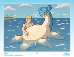 absurd_res blue_body blue_skin blush duo ekayas female feral flippers furaffinity_username genitals hi_res human human_on_feral interspecies lapras lapras_paradise larger_female larger_feral lying male mammal nintendo nude on_back page_9 partially_submerged pokémon poképhilia pussy shell size_difference smaller_human smaller_male straight video_games water zoophilia