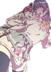 1futa 1girls blue_hair censored clothed clothed_sex clothing dubious_consent dutch_angle ecoman erect_nipples female from_behind front_view futa_on_female futa_with_female futanari heart heart_censor human love_live! love_live!_sunshine!! mostly_clothed navel pale_skin panties panties_down pussy_juice red_hair simple_background skirt small_breasts tears thighhighs vaginal_penetration white_background