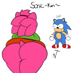 1boy 1girls amy_rose anthro ass bending_over blue_fur blue_hair classic_amy_rose classic_sonic confused english_text female female_focus from_behind furry gloves hairband hedgehog huge_ass male neuwolfram/newtungsten obese_female oof pink_fur pink_hair sega shoes sonic_(series) sonic_cd sonic_the_hedgehog sonic_the_hedgehog_(series) text thick_thighs thighs