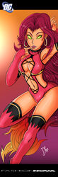 1girls 2d alien alien_girl artist_signature clothed clothes clothing cosplay costume crossover dakimakura_design darkfang100 dc dc_comics female female_focus female_only female_solo glowing glowing_eyes green_eyes hips humanoid koriand'r legs long_hair mileena mileena_(cosplay) mortal_kombat no_pupils outfit red_hood_and_the_outlaws signature solo solo_female solo_focus starfire teen_titans thick thick_hips thick_legs thick_thighs thighs very_long_hair watermark wide_hips