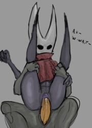 anthro arthropod black_body cloak clothed clothing dialogue female genitals hi_res hollow_knight hornet_(hollow_knight) insects male penetration penis pussy sex solo straight team_cherry text vaginal_penetration vessel_(species) video_games yamagah