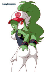 1girls anthro ass cosplay cosplay_gardevoir female female_gardevoir female_only gardevoir hilda_(pokemon) lucyfercomic nintendo not_furry plain_background pokémon_(species) pokemon pokemon_(species) pokemon_rse solo