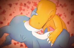 agumon anal anal_sex anthro bodily_fluids digimon digimon_(species) digimon_adventure duo genital_fluids genitals heart hi_res kissing male male/male male_penetrated male_penetrating male_penetrating_male nude penetration penis precum quat romantic_couple romantic_sex sex veemon