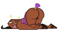 ass big_ass big_butt dark-skinned_female dazed drool female female_only gown leshawna_(tdi) sandals solo tdsnooze thong total_drama_island tranquilizer_dart unconscious