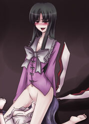 animal_ear asa_inu black_hair blush bottomless breasts bunny_ear cleavage cowgirl_position cunnilingus facesitting female hentai kaguya_houraisan long_hair multiple_girls oral pussy_juice reisen_udongein_inaba sitting sitting_on_person smile straddle touhou yuri