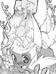 1boy 1girls against_glass blush cum dark_skin earjob ejaculation facial liru magical_sigepon monochrome penis renkin_san-kyuu_magical_pokaan studio_sige tail uncensored wolf_ear wolf_tail