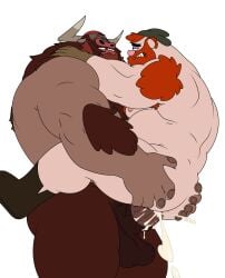 armpit_hair beard body_hair boots chest_hair chutzpar creampie cywolf49 gloves grabbing_ass gravity_falls headwear horn horns male male/male male_only manly_dan manotaur minotaur muscular muscular_male mustache nipples penetration