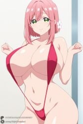 100_kanojo 1female 1girl 1girls 2026 ai_generated artist_name bangs big_ass big_breasts breasts cleavage closed_mouth collarbone curvy flower green_eyes hair_flower hair_ornament hanazono_hakari hi_res high_quality high_resolution highres huge_ass huge_breasts large_breasts looking_at_viewer navel patreon patreon_username pink_hair short_hair slingshot_swimsuit smile solo swimsuit the_100_girlfriends_who_really_really_really_really_really_love_you unjobdespiert watermark