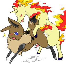 buggery color cum cum_in_ass cum_pool cum_while_penetrated eevee fur furry furry_only gay interspecies male male_eevee male_only male_rapidash multiple_males nintendo pokemon prosthetic rapidash yaoi