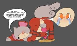 after_transformation anus anus_blush anus_transformation balls blush blush_lines bodily_fluids body_blush body_part_transformation butt_blush canid canine canis claws crying dialogue duo english_text feral fluffy fluffy_tail forced forced_transformation fur generation_8_pokemon genital_fluids genitals grey_background grey_balls head_tuft hi_res hisuian_form hisuian_growlithe holding_penis horn implied_transformation male mammal neck_tuft nintendo orange_body orange_fur pawpads penis pink_penis pokemon pokemon_(species) presenting rape regional_form_(pokemon) rory_(rory_arctic_fox) rory_arctic_fox sex simple_background speech_bubble stripes tail tears text transformation tuft upside_down_transformation urine urine_stain watersports