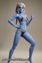 ai_generated airtist alien alien/human alien_girl alien_humanoid bed bedroom bikini bikini_bottom bikini_top blue_body blue_eyes bra clone_wars close-up close_up female female_focus female_only in_bed looking_at_viewer panties pantoran patreon riyo_chuchi star_wars tagme thong underwear