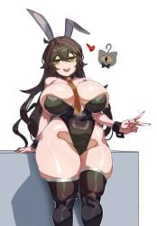 1girl 1girls animal_ears big_breasts black_collar black_leotard black_wrist_cuffs breasts collar curvy fake_animal_ears female highleg highleg_leotard hips large_breasts leotard makinakid massive_breasts necktie playboy_bunny pointy_ears rabbit_ears smile solo tail thick thick_thighs thighhighs thighs tits white_background wide_hips wrist_cuffs