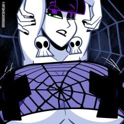 atomickingboo fishnet_bra goth goth_girl huge_breasts lindel_dollice_quilten pasties the_besties_(atomickingboo)