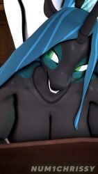 9:16 anthro anus bed bedroom bedroom_eyes blue_hair changeling_(mlp) clothing crown doggystyle duo equid equine female friendship_is_magic from_behind_position furniture glistening glistening_body glowing glowing_eyes green_eyes green_hair hair hasbro headgear hi_res horn horse legwear male male/female mammal moan my_little_pony mythological_creature mythological_equine mythology narrowed_eyes num1chrissy pony queen_chrysalis_(mlp) relaxing seductive sex shining_armor_(mlp) smile unicorn