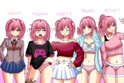 bikini clothed clothed_female doki_doki_literature_club natsuki_(doki_doki_literature_club) pajamas swimsuit swimwear willianxs