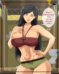 1female 1girl 1girls 2d 2d_(artwork) annoyed annoyed_expression artist_name artist_signature belly belly_button big_boobs big_breasts big_thighs black_hair blue_nails boobs boobs_focus boobs_pressed cartoon_network cleavage curvaceous curvaceous_body curvaceous_female curvaceous_figure curvaceous_hips curvaceous_thighs curvy curvy_female curvy_figure curvy_hips curvy_thighs embarassed embarassed_female female female_focus female_only girl girly heather_(tdi) high_quality high_resolution highres hourglass_body hourglass_figure hourglass_figured_female human human_only juicy_breasts juicy_lips juicy_thighs juicy_tits large_breasts large_thighs looking_at_viewer nails nails_painted recording recording_video ryuujinart sexy sexy_armpits sexy_body sexy_clothing sexy_female sexy_pose sexy_woman shorts stomach talking_to_viewer tight_clothes tight_clothing tight_pants total_drama_island young_woman younger_female