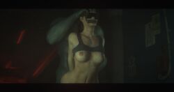 1boy 1girls 3d blindfold blindfolded blindfolded_female breasts breasts_exposed breasts_out burenyawaaa eyes_covered female implied_penetration implied_sex jill_valentine male questionable_consent resident_evil