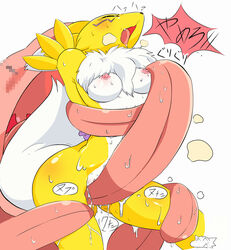 clitoral_stimulation crossover cunnilingus digimon extreme_cunnilingus licking_clitoris lickitung long_tongue non-english_text pokemon renamon tongue_on_pussy vagina very_long_tongue