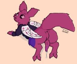 2_toes animal_genitalia animal_penis anus benadryl_buckshot big_butt bodily_fluids butt butt_focus dripping feet feral fur genital_fluids genitals leaking_precum looking_back lying male multicolored_body multicolored_fur multicolored_penis on_front paws penis precum precum_drip presenting presenting_hindquarters rain_world raised_tail red_body shaded slit_penis slugcat smile solo spread_butt spreading startouched_(notaname42) sweatshirt tail toes videocult wings