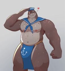 anthro bara barazoku bulge dullaram flaccid male male_only muscles muscular salute seal solo solo_male