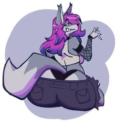 1:1 absurd_res amberywolf anthro big_butt butt canid canine canis clothed clothing crop_top female francisnild0 hi_res huge_butt mammal shirt sitting solo topwear wide_hips wolf