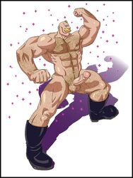 1boy abs alex_louis_armstrong balls ballsack bara blonde_hair blue_eyes body_hair boots color erection facial_hair footwear fullmetal_alchemist hairy hairy_balls hedrus human kenzie_lamar male male_nipples male_only male_pubic_hair masculine mature_male muscles muscular_male mustache nude_male pecs penis pose scrotum solo standing testicles topknot veiny_penis