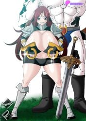 armor armored_female big_ass big_balls big_boobs big_breasts big_butt big_penis daughter daughter_and_father erza_scarlet fairy_tail female horsecock huge_areolae huge_ass huge_balls huge_breasts huge_butt huge_cock huge_nipples huge_penis huge_testicles incest incest_play inminent_sex male oc red_hair smile surprise_party taurus_(fairy_tail)