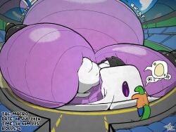 4:3 ambiguous_gender anthro apode areola belly big_belly big_breasts bodily_fluids bodily_noises breasts draconcopode duo eggnant female hi_res huge_belly huge_breasts hyper hyper_belly hyper_pregnancy lactating legless macro milk naga nipples nude onomatopoeia pregnant reptile rumbling_stomach scalie serpentine size_difference slosh sloshing_belly snake snapps snavak sound_effects tail text