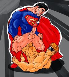 2boys 2d anal anal_penetration anal_sex bara black_hair blonde_hair bottomless cape crossover cum cum_on_face cum_while_penetrated cumshot dc_comics erect_nipples erection gay goggles head_down_ass_up human johnny_cage k3rry legs_held_open male male_only mortal_kombat mortal_kombat_vs._dc_universe multiple_boys multiple_males multiple_penises muscle muscles muscular nude partially_clothed penis penis_in_ass penis_size_difference pubic_hair sitting_on_penis spread_legs sunglasses superman superman_(series) tagme testicles thrusting thrusting_into_ass veiny_penis yaoi